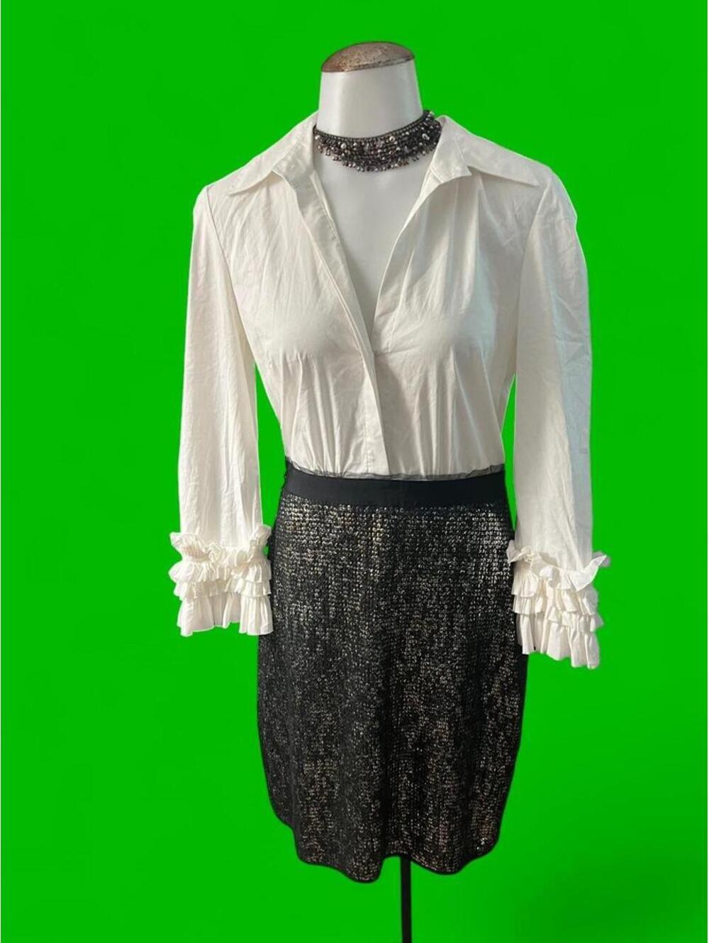 BCBGMAXAZRIA Women's White and Cream Dress